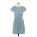 Hiho Casual Dress - Shift: Blue Chevron/Herringbone Dresses - Women's Size X-Small