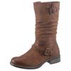 Stiefel RIEKER, Damen, Gr. 38, Normalschaft, braun (cognac, used), Lederimitat, used, klassisch, Schuhe, Boots, Winterboots, Blockabsatz mit gerafftem slouchy-Schaft