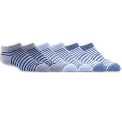 Skechers Boy's 6 Pack Striped No Show Socks | Size Small | Assorted | Poly Blend