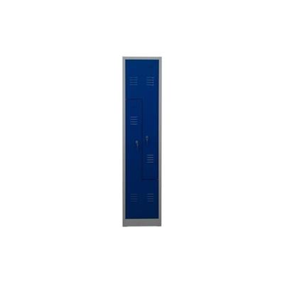 PROREGAL Garderobenspind Camel | 2-Fächer-Z-Design| HxBxT 180x41x50 cm | Zylinderschloss | Grau-Blau Image