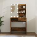 vidaXL Dressing Table with LED Brown Oak 74.5x40x141 cm