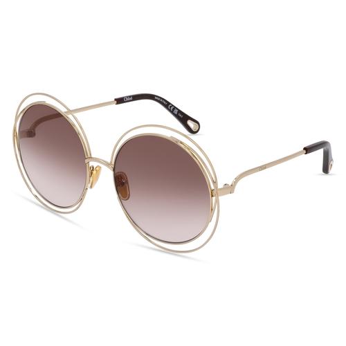 Chloé CH0045S Damen-Sonnenbrille Vollrand Rund Metall-Gestell, gold