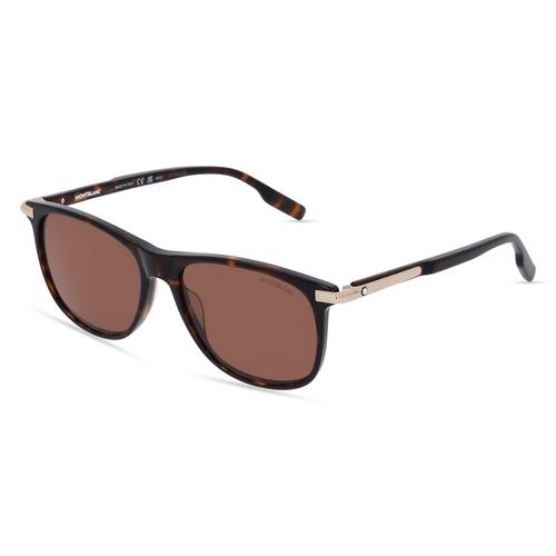 Montblanc MB0216S Herren-Sonnenbrille Vollrand Oval Kunststoff-Gestell, braun