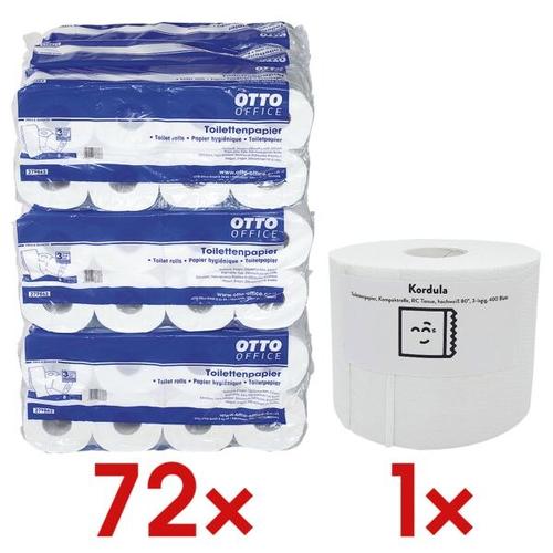 Toilettenpapier 3-lagig - 72 Rollen inkl. Recycling-Toilettenpapier »Kordula« 1 weiß, OTTO Office