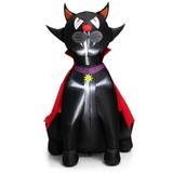 4.7 Feet Halloween Inflatable Vampire Cat with Red Cloak - 3.3ft x 2.8ft x 4.7ft (L x W x H)