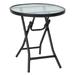 Patio Side Table with Tempered Glass Tabletop - 18" x 18.5"(D x H)