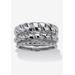 Women's 3-Piece Silvertone Ring Set Jewelry by PalmBeach Jewelry in Silver (Size 7)