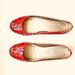 Coach Shoes | Coach Carsin Red Laser Cut Out Perforated Patent Leather Ballet Flat Shoes Sz 7 | Color: Red | Size: 7