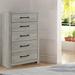 5 Drawer Wooden Chest with Metal Bar Handles, White