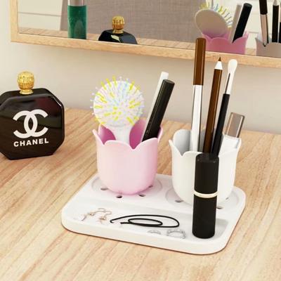 DCP Flower Shaped Brush Makeup Pencil Holders Desktop Supplies Organizer - 7.16*6.14*3.22in