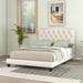 Full/Queen/King Size Elegant Upholstered Curved Tufted Linen Platform Bed Frame with Diamond Tufted