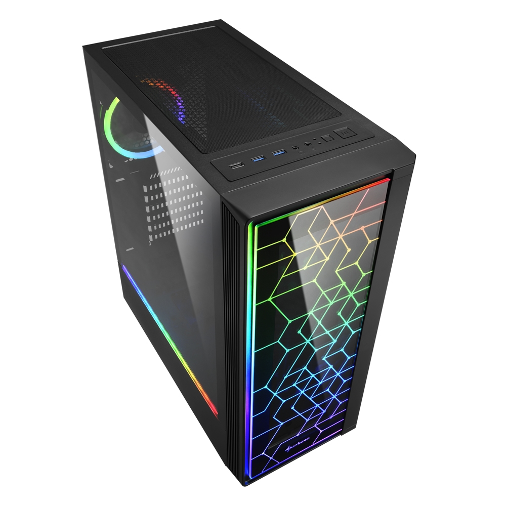 Gaming PC - Ryzen 5 5600G 6x 4,4GHz - 32GB DDR4 RAM - 512 M.2 SSD - SHARKOON RGB Gehäuse mit gehärtetem Glas - WLAN Image