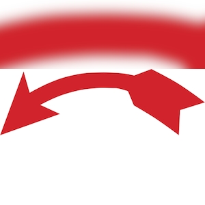 Richtungspfeil, links gebogen, Rot, Folie - 1 Bund = 100 Stk - 68x22 mm Folie selbstklebend Image