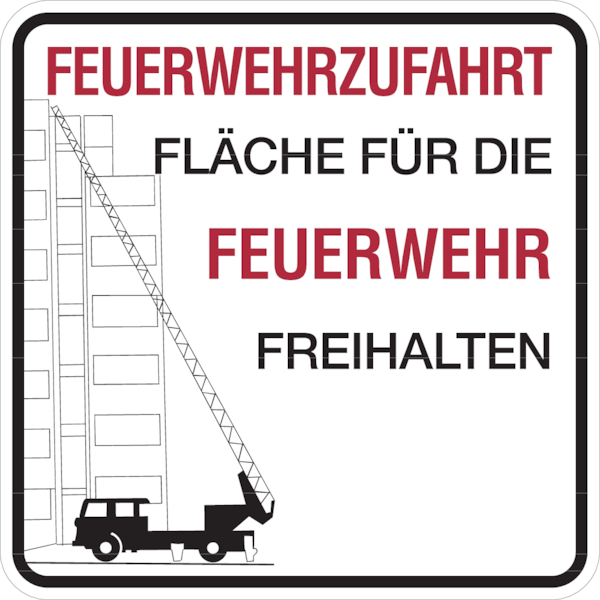 Hinweisschild Feuerwehrzufahrt, Feuerwehrzufahrt, ohne Haltverbotszeichen - 500x500x2 mm Aluminium 2 mm Image