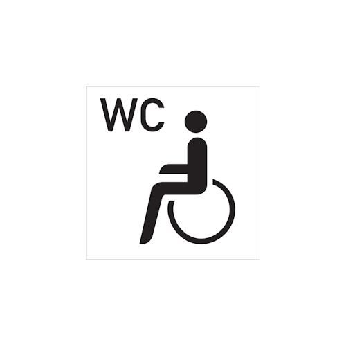 WC-Schild, WC + Piktogramm Barrierefrei – 300x300x0.6 mm Aluminium glatt