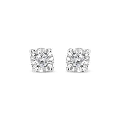 Women's Sterling Silver Round Brilliantcut Diamond Miracleset Stud Earrings by Haus of Brilliance in White