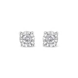 Women's Sterling Silver Round Brilliantcut Diamond Miracleset Stud Earrings by Haus of Brilliance in White