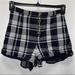 American Eagle Outfitters Shorts | American Eagle Shorts High Waisted Button Front Plaid Gingham Checkered Linen | Color: Black/White | Size: S