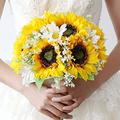 Fouriding Wedding Sunflower Bouquet Bridesmaid Bouquet Artificial Flowers Handmade Vintage Bouquet Bride Bridal Bouquet Bridesmaid Wedding Decoration Bouquets (bouquet)