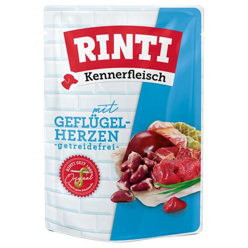 10x400g RINTI Kennerfleisch Pouches Geflügelherzen Hundefutter nass