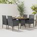 vidaXL 5/7 Piece Patio Dining Set Poly Rattan Black/Gray - 51.2" x 27.6" x 28.3"