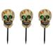 Set of 3 Lighted Skeleton Head Halloween Pathway Markers with Sound - Battery Operated