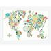 East Urban Home Floral World Map - Gallery Wall Print on Canvas, Cotton in Blue/Green/White | 12 H x 18 W in | Wayfair USSC8477 33596958