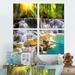 Loon Peak® Wide View Of Erawan Waterfall - Landscape Canvas Wall Art Print 4 Piece Set Canvas in Blue/Brown/Green | 32 H x 32 W x 1 D in | Wayfair