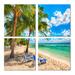 Rosecliff Heights Blue Chairs At The Tropical White Sand Beach - Sea & Shore Canvas Wall Art Print 4 Piece Set Canvas in Blue/Green | Wayfair