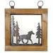 Millwood Pines Wood Framed w/ Metal Horse Accent Wall Mounted Hanging Accent Mirror Wood in Brown | 14 H x 14 W x 1 D in | Wayfair