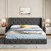 Three Posts™ Losada Storage Bed w/ Wingback - 4 drawers Upholstered/Metal/Linen in Gray | 40.55 H x 79.72 W x 85.2 D in | Wayfair