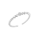 Women's Sterling Silver 1/6 Cttw Diamond Rondelle Graduated Ball Bead Cuff Bangle Bracelet by Haus of Brilliance in White
