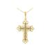 Women's Yellow Flashed Sterling Silver Champagne Diamond Filigree Cross Pendant Necklace by Haus of Brilliance in Yellow Gold