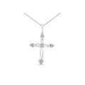 Women's Sterling Silver Round Cut Diamond Accent Cross Pendant Necklace by Haus of Brilliance in White