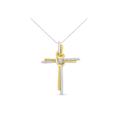 Women's Yellow & White Gold Diamondaccented Cross Pendant Necklace by Haus of Brilliance in Yellow Gold Silver