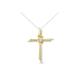 Women's Yellow & White Gold Diamondaccented Cross Pendant Necklace by Haus of Brilliance in Yellow Gold Silver