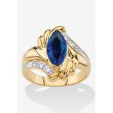 Women's 2.28 Cttw. Marquise-Cut Simulated Blue Sapphire And Cz Gold-Plated Ring by PalmBeach Jewelry in Sapphire (Size 7)