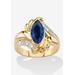 Women's 2.28 Cttw. Marquise-Cut Simulated Blue Sapphire And Cz Gold-Plated Ring by PalmBeach Jewelry in Sapphire (Size 7)