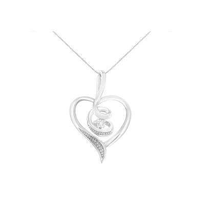 Women's White Gold Diamondaccented Roundcut Diamond Swirl Open Heart Pendant Necklace by Haus of Brilliance in White