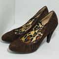 Jessica Simpson Shoes | Jessica Simpson Kalvert Brown Suede Scalloped Almond Toe Slip On Heels 8b | Color: Brown | Size: 8