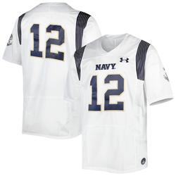 Men's Under Armour #12 White Navy Midshipmen Premier Limited Jersey