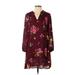 Old Navy Casual Dress - Popover: Burgundy Floral Motif Dresses - Women's Size Small