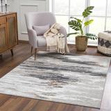 Liverpool 7'10" x 10' Light Gray/Medium Gray/Off White/Rust/Charcoal Area Rug - Hauteloom