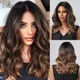 EASIHAIR – perruque synthétique mi-longue ondulée cheveux naturels brun foncé résistante à la
