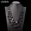 UDDEIN-Collier fait main pour femmes bijou Vintage en bois noir avec pompon Collier et pendentif