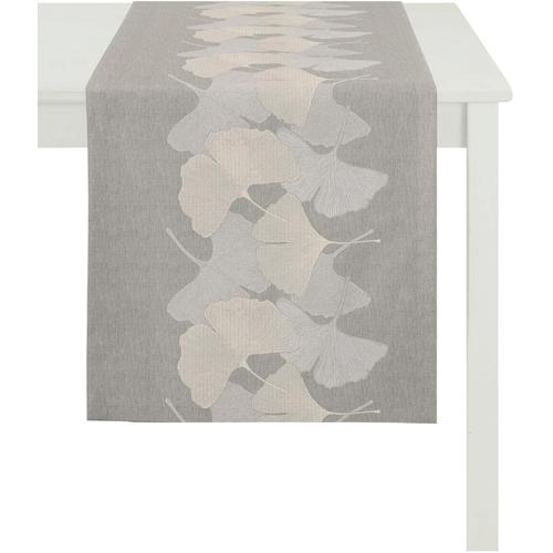 „Tischläufer APELT „“2900 Loft Style““ Tischdecken Gr. B/L: 48 cm x 140 cm, 1 St., grau (grau, creme) Tischläufer“