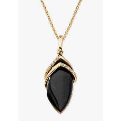 Women's Yellow Gold-Plated Marquise Shaped Onyx And Cubic Zirconia Pendant Jewelry by PalmBeach Jewelry in Onyx