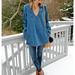 Free People Dresses | Free People Boho Denim Mini Dress / Tunic Top With 70s Bell-Sleeves | Color: Blue | Size: S