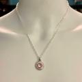 Coach Jewelry | Coach Pink Enamel Crystal Pendant .925 Sterling Silver Necklace | Color: Pink/Silver | Size: 18” In Length