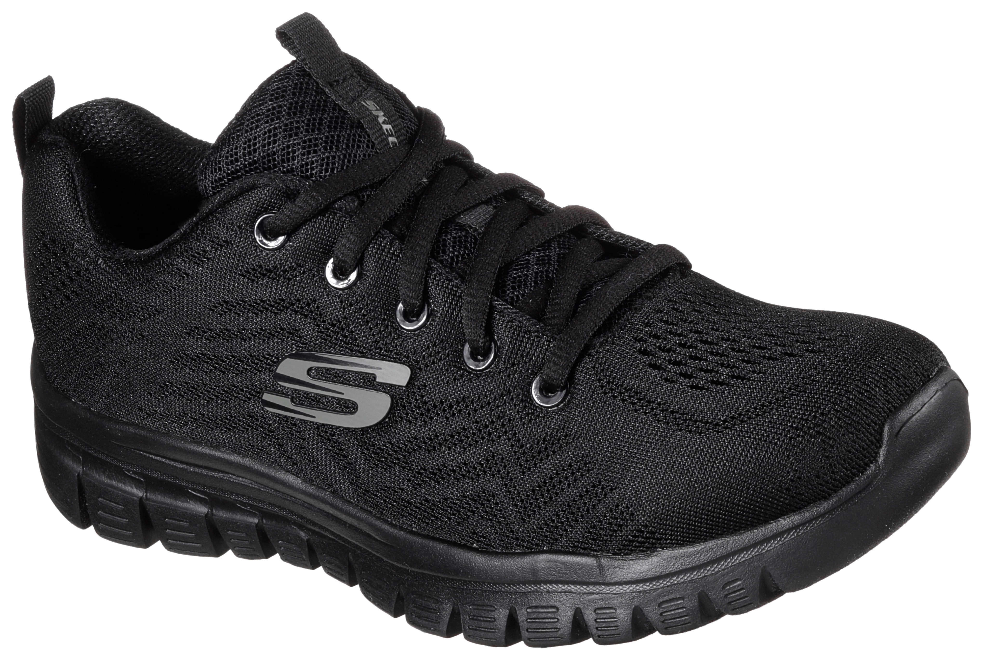 Sneaker SKECHERS "GRACEFUL - GET CONNECTED", Damen, Gr. 35, schwarz, Textil, Schuhe Sneaker, Freizeitschuh, Halbschuh, Schnürschuh in Schuhweite G (weit), Topseller
